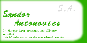 sandor antonovics business card