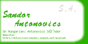 sandor antonovics business card